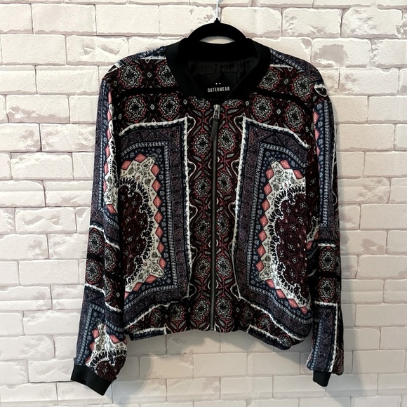 Cotton On Multicolor Women's Bomber Jacket Lightweight Unique Rare Find Size 8 - Picture 1 of 8